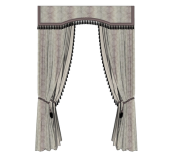 现代布艺窗帘su模型