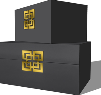 新中式实木箱子su模型