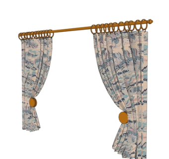 现代布艺窗帘su模型