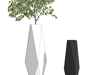 现代花瓶绿植su模型