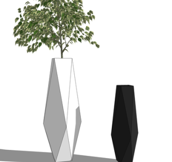 现代花瓶绿植su模型
