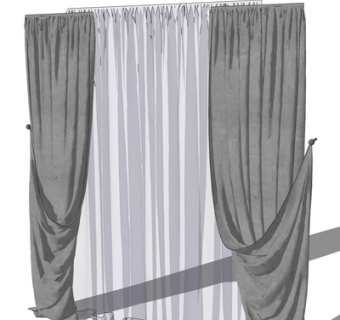 现代布艺窗帘su模型