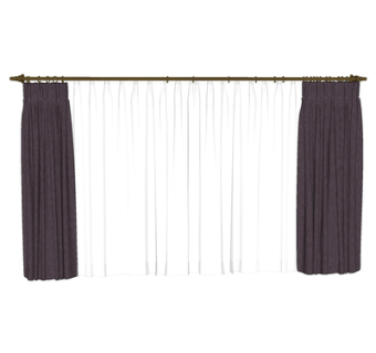 现代布艺窗帘su模型