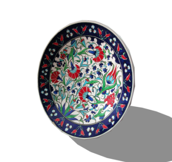 新中式陶瓷牌子摆件su模型