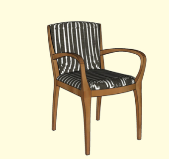 现代实木单椅su模型