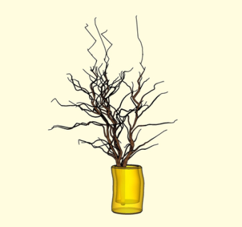 现代枯枝花瓶su模型