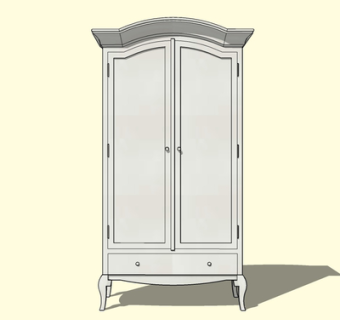 现代实木衣柜su模型