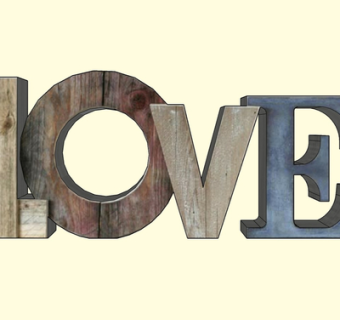 现代实木字母摆件su模型