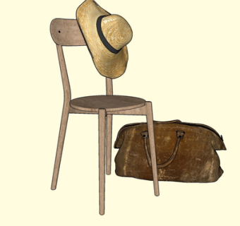 现代实木单椅su模型