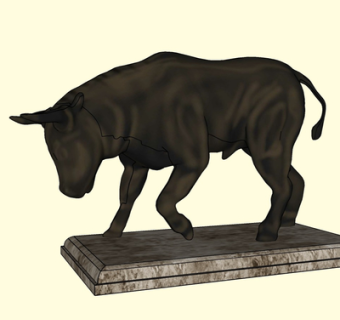 现代铜牛摆件su模型