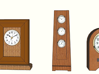 现代实木时钟su模型