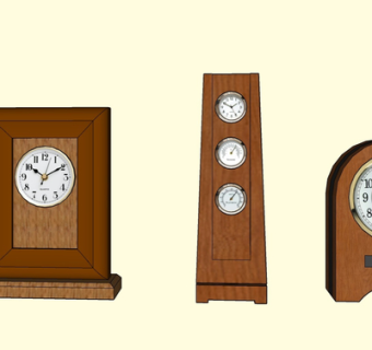 现代实木时钟su模型