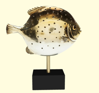 现代金属河豚摆件su模型