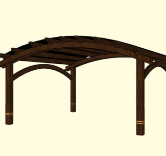 现代实木廊架su模型
