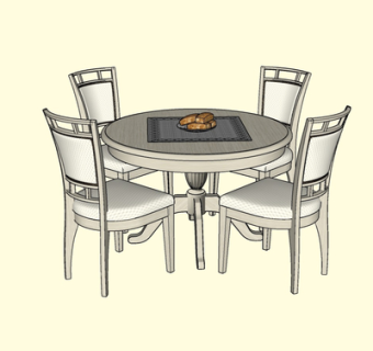 现代实木餐桌椅su模型