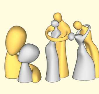 现代金属小人摆件su模型