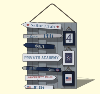 现代实木指示牌su模型