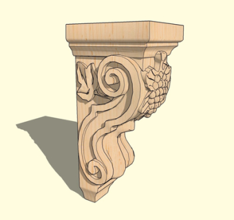 现代实木建筑构件su模型