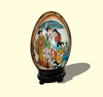 现代陶瓷彩绘摆件su模型