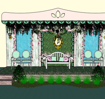 美式室外组合沙发su模型