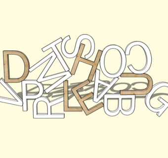 现代字母摆件su模型