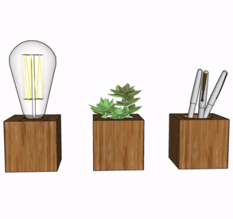 现代实木笔筒su模型