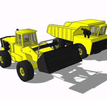 现代推土机玩具su模型