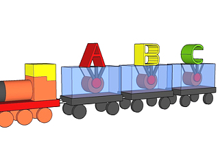 现代火车玩具su模型