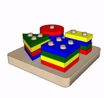 现代积木玩具su模型