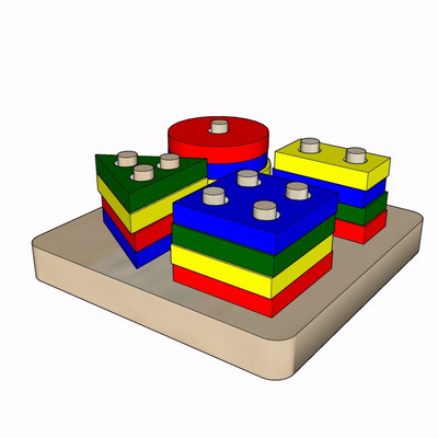 现代积木玩具su模型