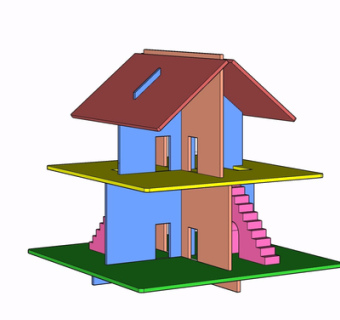 现代积木玩具su模型