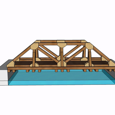 现代木桥su模型