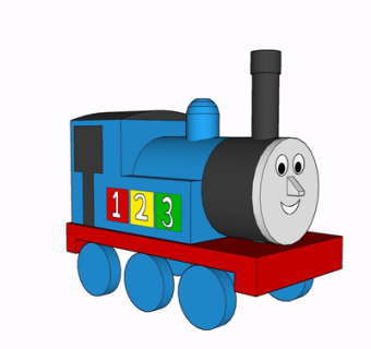 现代托马斯小火车儿童玩具su模型