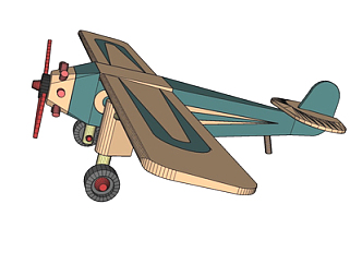 现代实木玩具飞机su模型