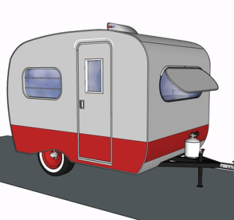 现代移动餐车su模型