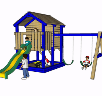 现代儿童滑梯su模型