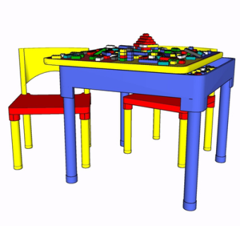 现代儿童积木玩具su模型