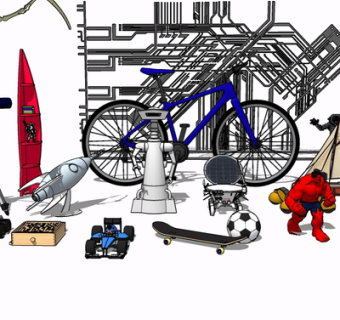 现代玩具组合su模型