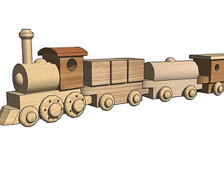 现代实木儿童<em>火车玩具</em>su模型