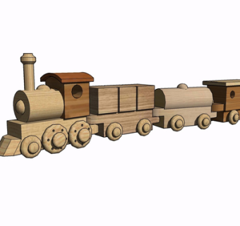 现代实木儿童火车玩具su模型