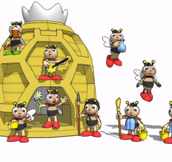 现代小蜜蜂玩具su模型