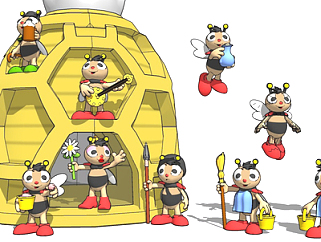 现代小蜜蜂玩具su模型