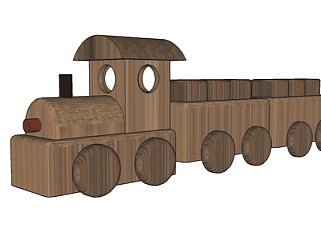 现代实木玩具火车su模型