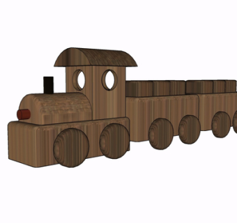 现代实木玩具火车su模型