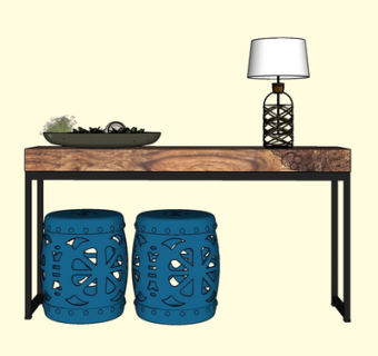 现代实木边柜su模型