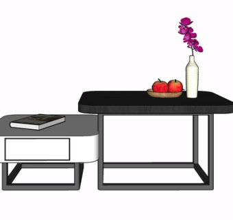 现代实木组合茶几su模型