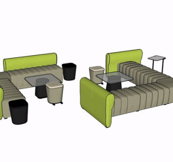 现代布艺组合沙发su模型