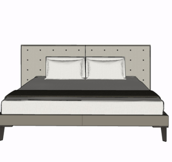 现代布艺双人床su模型