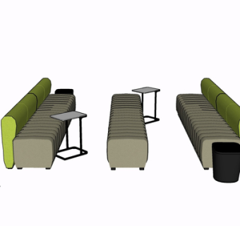 现代布艺休闲沙发su模型