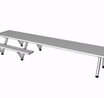 现代实木长凳su模型